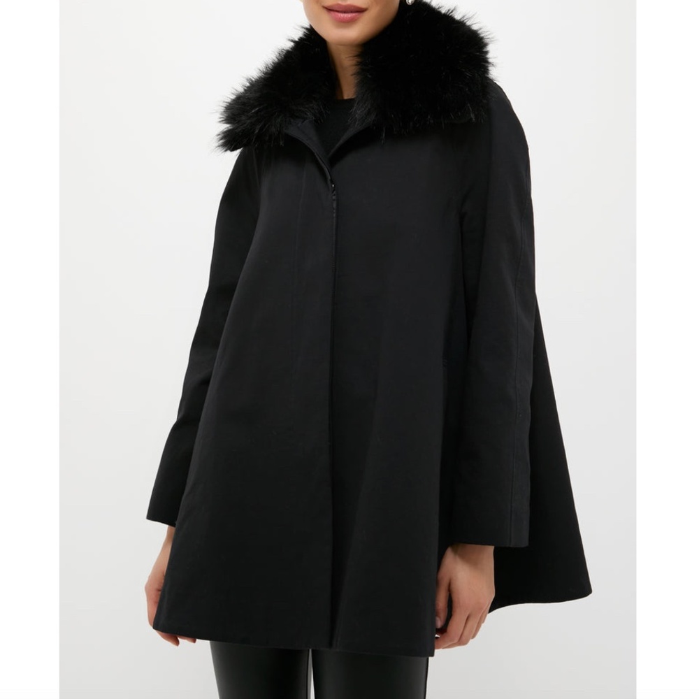 NWT Tuckernuck Fur Collar Black Cecile Swing Cape, M/L